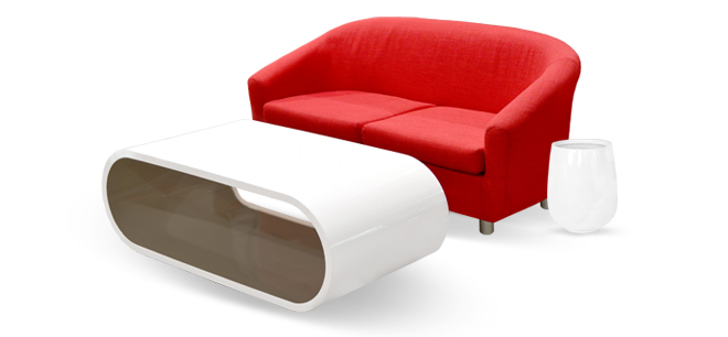 Sofa rot Tisch weiß